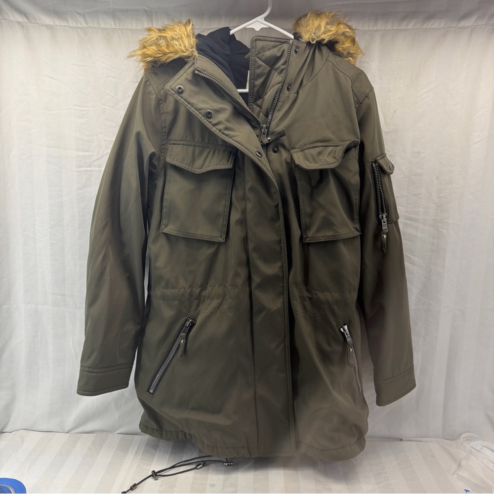 Women's Olive Green‎ Parka with Faux Fur Hood